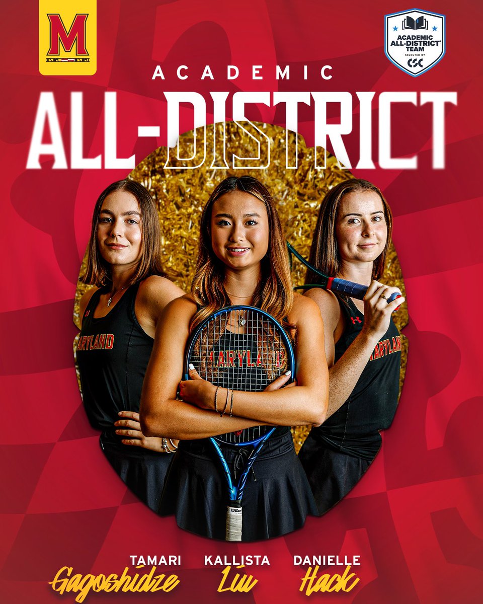 Congratulations to Danielle Hack, Kallista Liu, and Tamari Gagoshidze for earning CSC Academic All-District Honors 👏👏👏

#TerpTennis