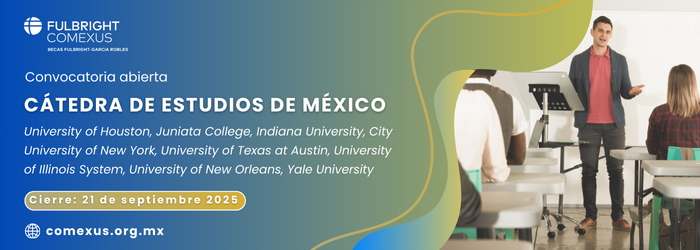 InternacionalFI's tweet image. 📣 ¡Convocatoria abierta para la Cátedra COMEXUS sobre México en EE.UU.! 🇲🇽📚🇺🇸

📌 Consulta perfiles, requisitos y más información en la convocatoria:
🔗 bit.ly/4mgELbt
📩 Para dudas: becas@comexus.org.mx

#COMEXUS #CátedraSobreMéxico #InternacionalFI