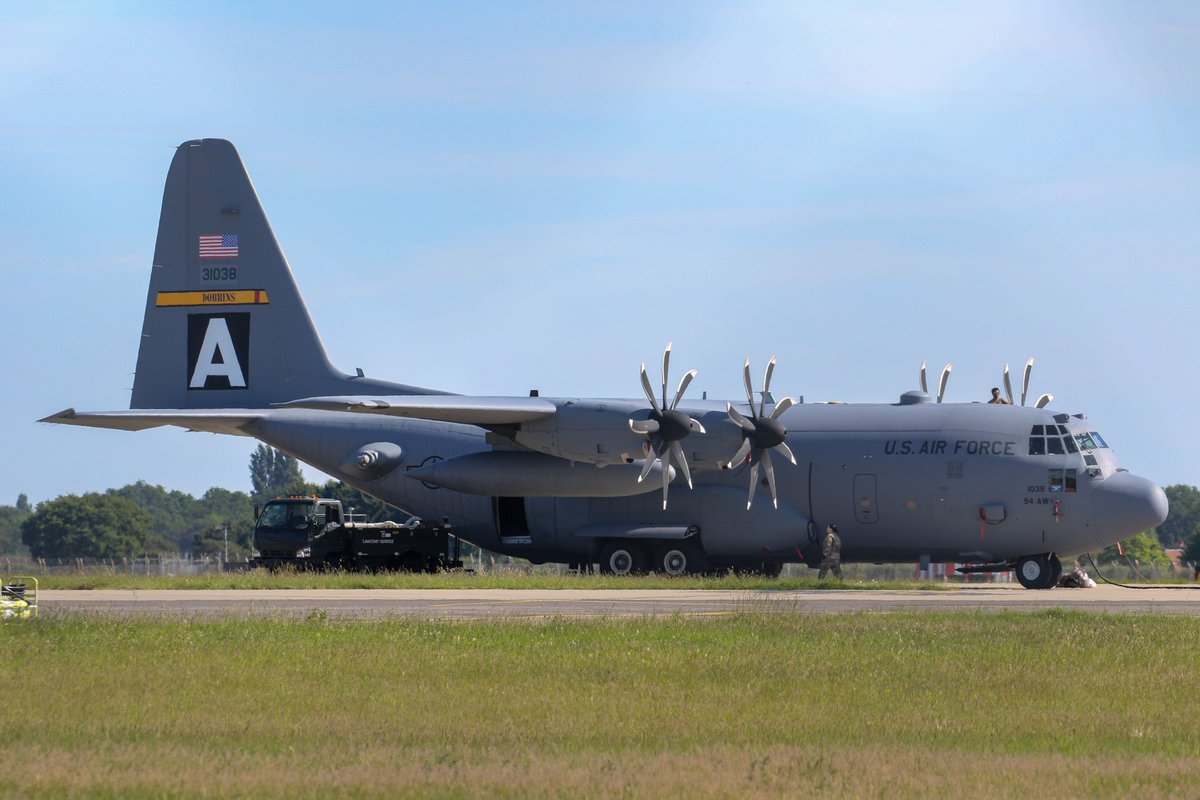 A USAF C-130H sat at RAF Mildenhall this morning. Was hoping to catch it flying but today wasn't meant to be.
RCH661 C-130H 93-1038 from the 94 Air Wing at Dobbins AFB in Georgia. 
#aviation #avgeek