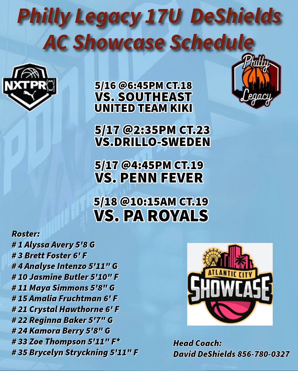 AC Showcase Schedule! Coaches come check us out!!!