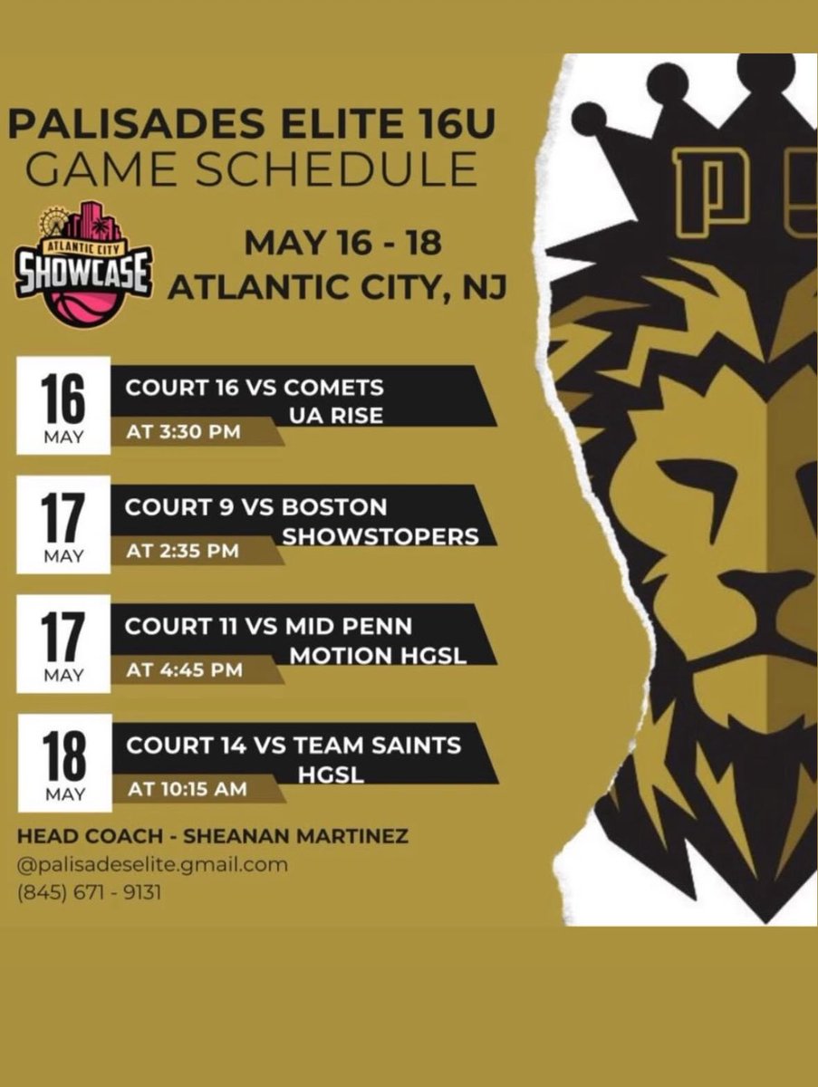 Sara Nezaj 2028 (@saranezaj2028) on Twitter photo Coaches,
Here is my schedule for this weekend in Atlantic City. <a href="/SelectEventsBB/">Select Events Basketball</a> <a href="/PalisadesElite/">Palisades Elite</a> Coaches,
Here is my schedule for this weekend in Atlantic City. <a href="/SelectEventsBB/">Select Events Basketball</a> <a href="/PalisadesElite/">Palisades Elite</a>