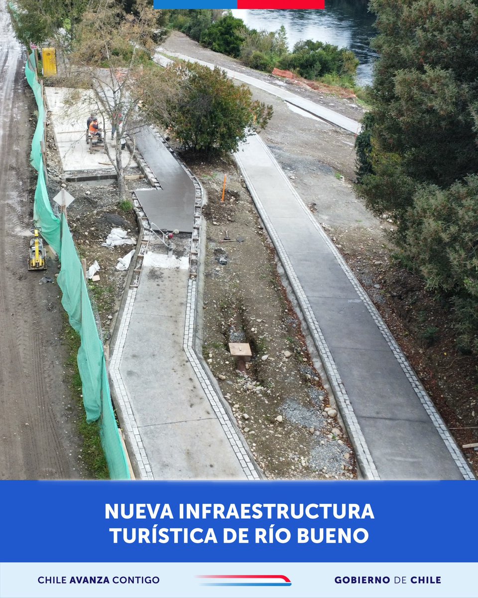 mop_chile's tweet image. ¡La construcción de infraestructura para navegación turística en Río Bueno alcanza un 70% de avance!
Con una inversión de más de $4 mil millones, este proyecto transformará la ribera del río en un espacio que conectará a la comunidad con la naturaleza, la cultura y tradiciones