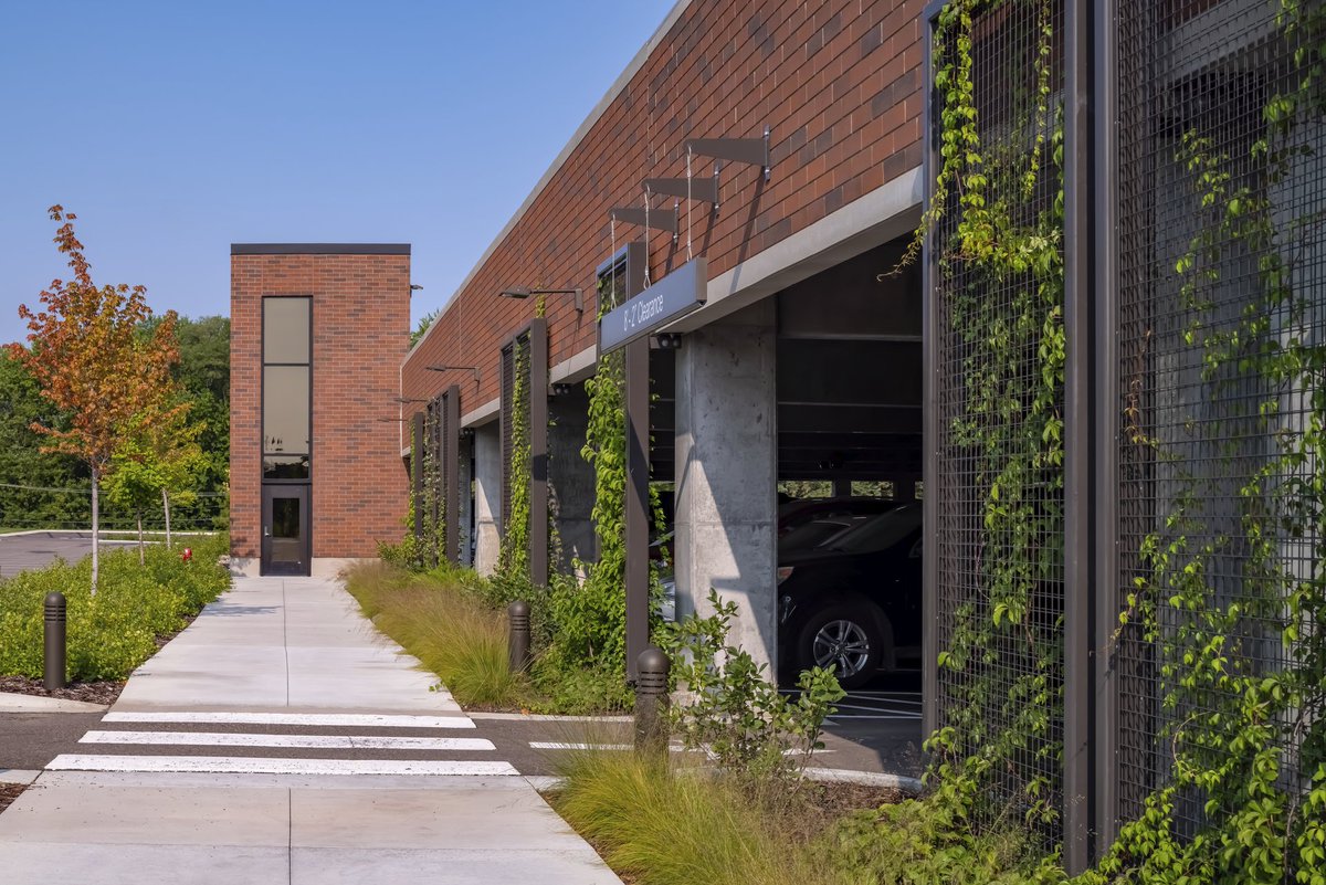 To support CHS's growth, BWBR partnered to design a parking deck that does more than hold cars. The structure enhances safety, improves circulation, and connects the campus—all while blending seamlessly into the landscape with trellised greenery.