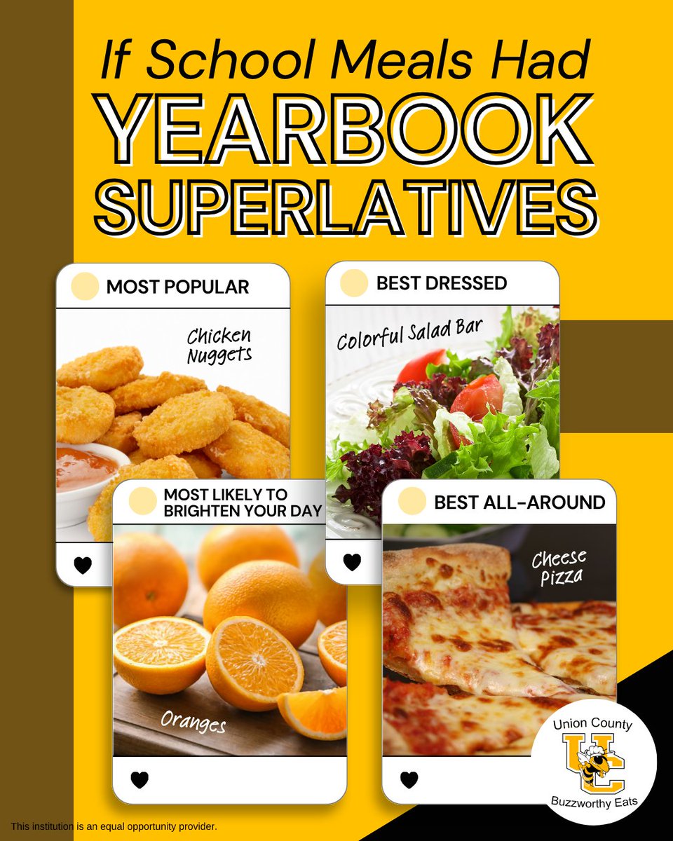 Who says yearbook superlatives are just for students? 🏅Our meals deserves an award for being so delicious! 🍊

#DoingGreatThingsUCSD #UnionSC #UnionSouthCarolina #Union #SCschools #UnionCounty #BuzzworthyEats