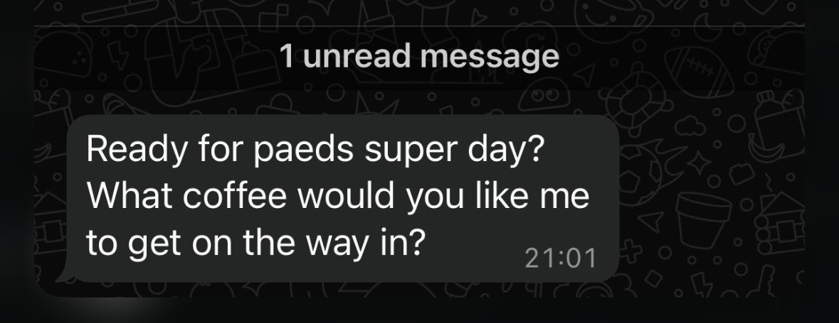 When your consultant texts you THE NIGHT BEFORE a busy list for your AM coffee order 🤩 I love anaesthetics &amp; the team where I work 🤩🤩🤩