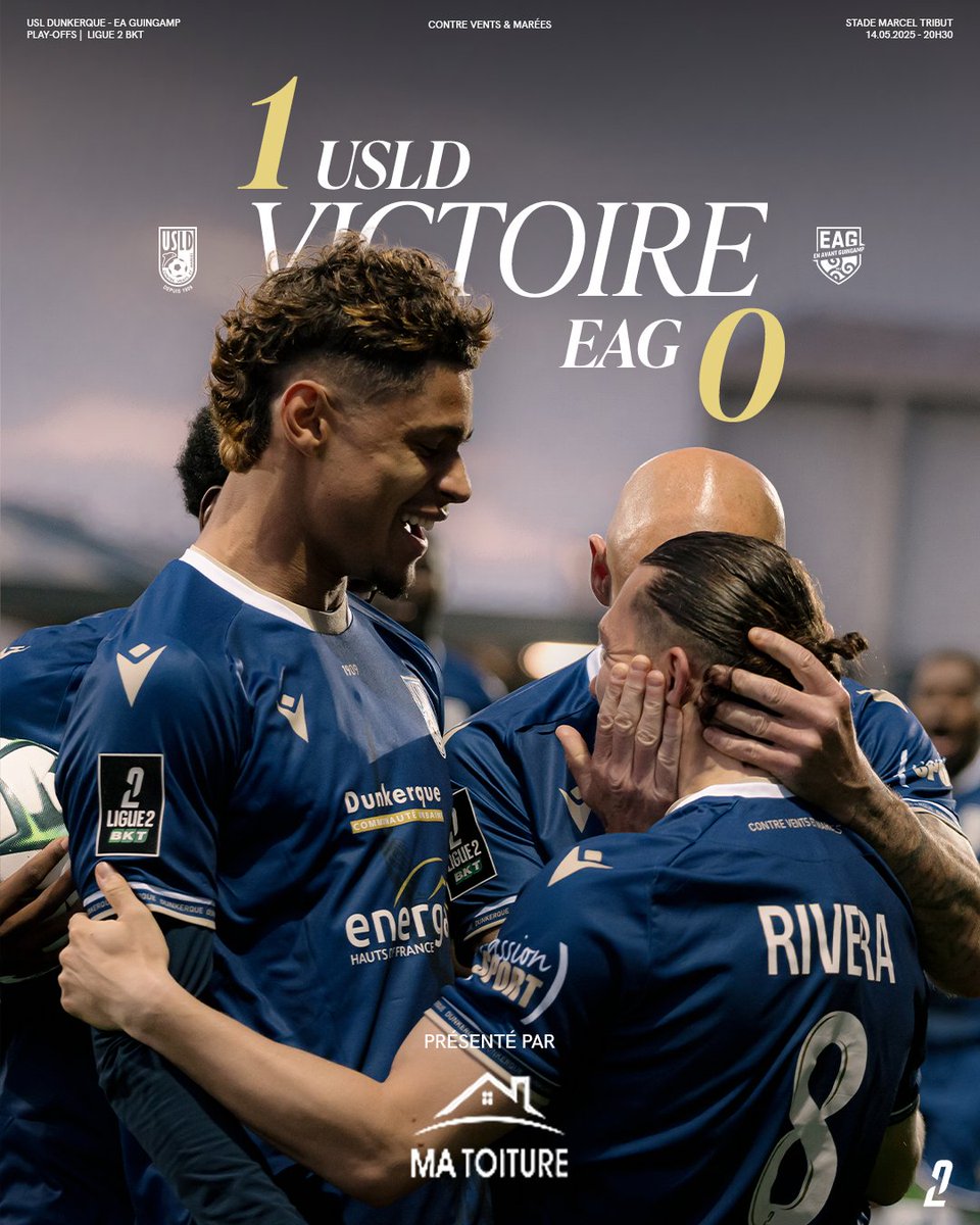 USL DUNKERQUE ๐ฌ (@usldunkerque) on Twitter photo โธ๏ธ๐๐๐๐๐๐๐๐
Cโest fait !! Dunkerque est toujours en lice pour la montรฉe aprรจs une prestation XXL de nos โBleu et Blancโ ๐ฅ
Les Maritimes รฉliminent Guingamp et valident leur ticket pour le prochain match de Play-Offs face au <a href="/FCMetz/">FC Metz โจ</a> !
โฑ๏ธ 90+5' | 1-0 #USLDEAG โธ๏ธ๐๐๐๐๐๐๐๐
Cโest fait !! Dunkerque est toujours en lice pour la montรฉe aprรจs une prestation XXL de nos โBleu et Blancโ ๐ฅ
Les Maritimes รฉliminent Guingamp et valident leur ticket pour le prochain match de Play-Offs face au <a href="/FCMetz/">FC Metz โจ</a> !
โฑ๏ธ 90+5' | 1-0 #USLDEAG
