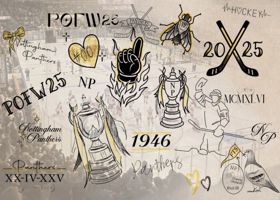 Hey Panthers fans 🖤💛

Did you know you can book Nottingham Panthers themed tattoos with me via the link getink.app/artists/little…

Scroll to the flash section and choose either one of the logos or the Playoffs sheet . 
You can browse and book a date to suit you <a href="/Youngcardtattoo/">YoungCardinalTattoo</a>