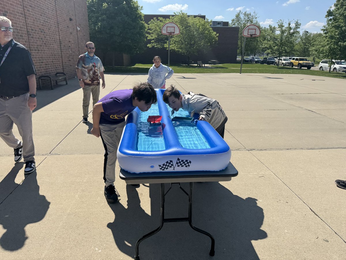 Makerspace seeing whose boat is the fastest
