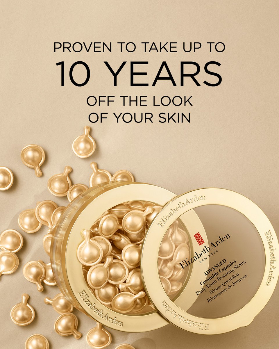 Think of our Advanced Ceramide Capsules as a time machine in a bottle. Proven to turn back the clock by up to 10 years, these power-packed capsules hydrate, firm, and give you that radiant vibe.

Shop and watch the magic happen: elizabetharden.com/products/advan…