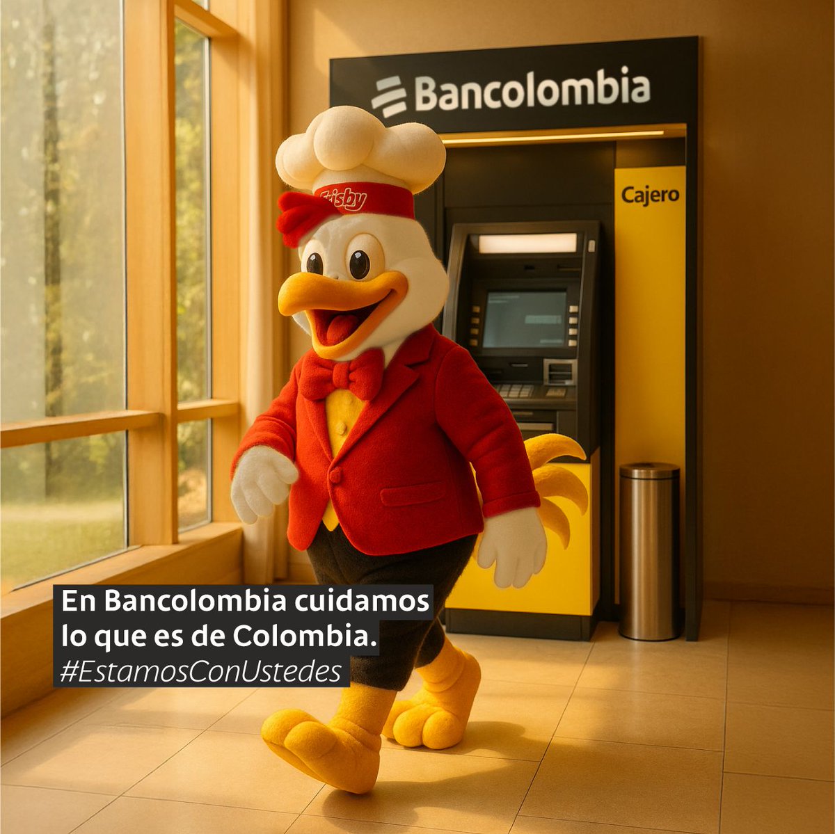 Bancolombia's tweet image. Hay muchas maneras de mover el país. El a-pollo es una de ellas. @frisbylohace es Colombia.

#EstamosConUstedes