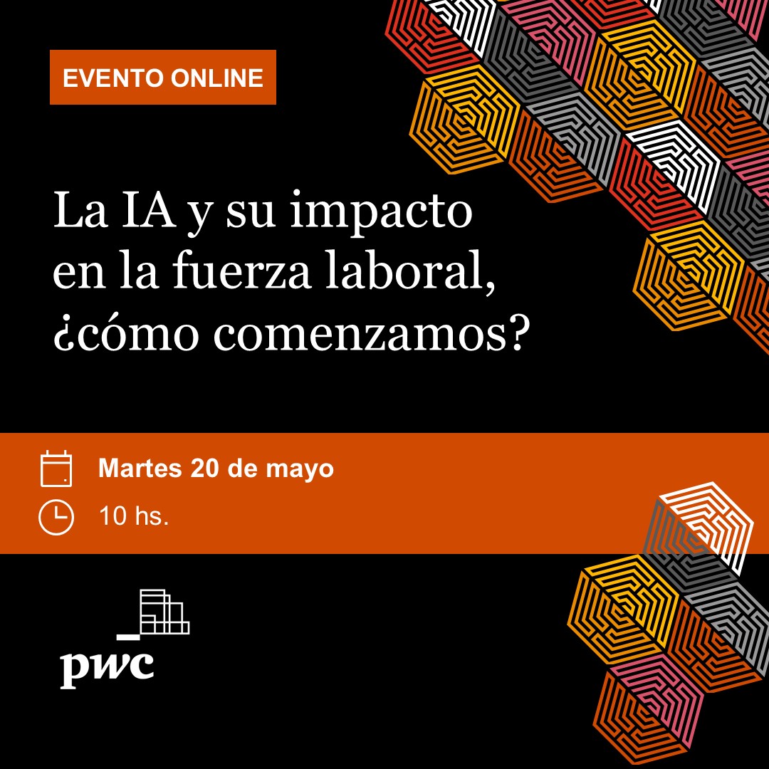🗓️ El martes 20 de mayo, a las 10 horas, te invitamos a participar junto a PwC Uruguay , del evento virtual “𝗟𝗮 𝗜𝗔 𝘆 𝘀𝘂 𝗶𝗺𝗽𝗮𝗰𝘁𝗼 𝗲𝗻 𝗹𝗮 𝗳𝘂𝗲𝗿𝘇𝗮 𝗹𝗮𝗯𝗼𝗿𝗮𝗹, ¿𝗰𝗼́𝗺𝗼 𝗰𝗼𝗺𝗲𝗻𝘇𝗮𝗺𝗼𝘀?”. 
 
👉 Conocé la agenda e inscribite aquí: