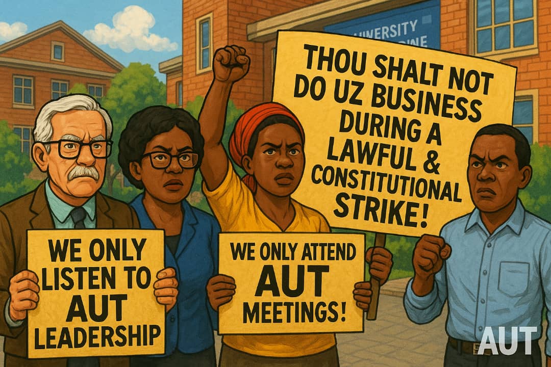 AUT POSITION REGARDING VC ADDRESS
Comrades, we write to inform you about our collectively considered position regarding the so called address by the University of Zimbabwe Vice Chancellor to academics.
Our position remains the one we defined for ourselves from the 16th of April