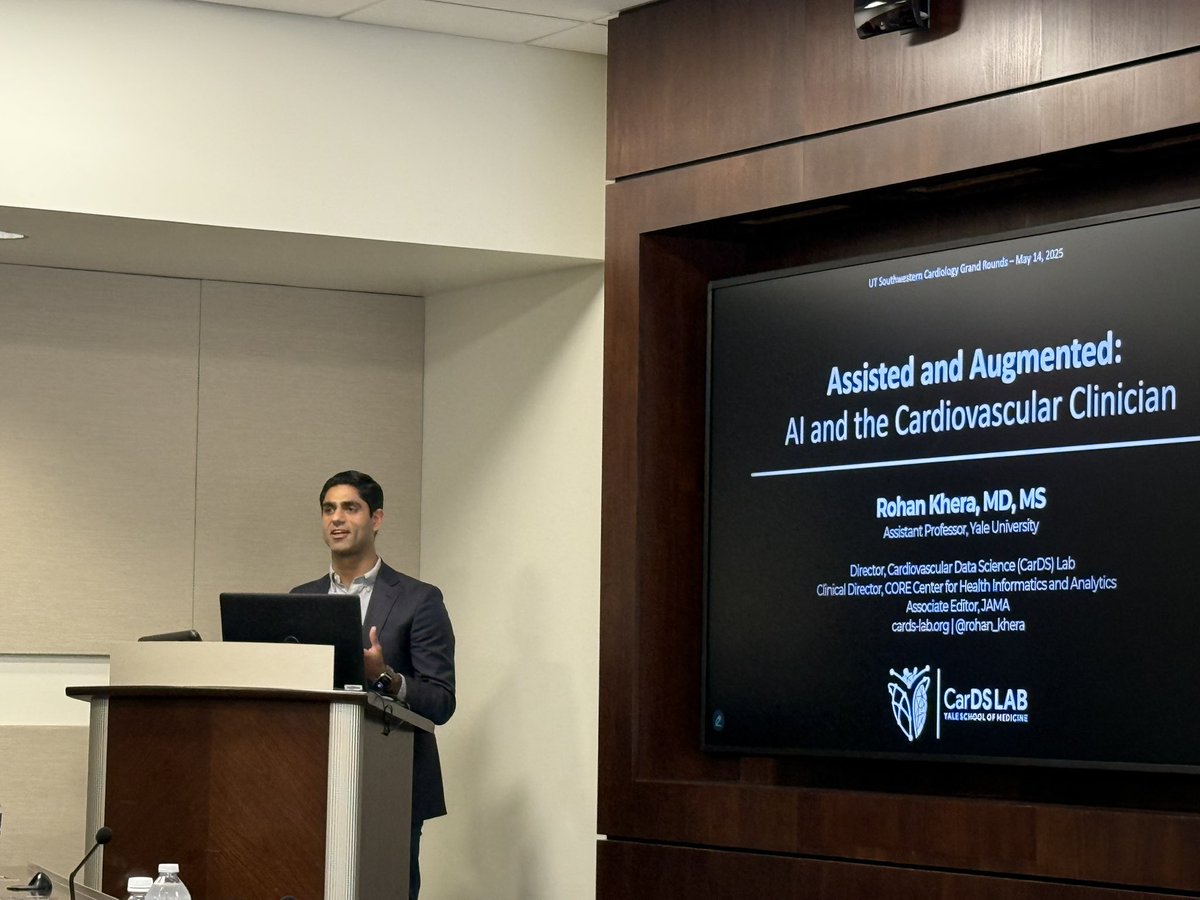 Amit Khera (@dramitkhera) on Twitter photo What a happy day for the <a href="/UTSWCardfellow/">UTSW Cardiology Fellowship</a> and <a href="/utswheart/">UTSW Heart</a> to welcome back <a href="/rohan_khera/">Rohan Khera</a> as our Distinguished Alumni speaker for Cardiology Grand Rounds. Incredible creativity and vision for clinically actionable tools for #AI and a real leader in the field #onetowatch What a happy day for the <a href="/UTSWCardfellow/">UTSW Cardiology Fellowship</a> and <a href="/utswheart/">UTSW Heart</a> to welcome back <a href="/rohan_khera/">Rohan Khera</a> as our Distinguished Alumni speaker for Cardiology Grand Rounds. Incredible creativity and vision for clinically actionable tools for #AI and a real leader in the field #onetowatch