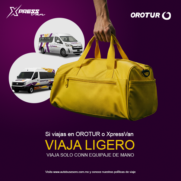 Si ya estás listo para viajar, recuerda que por capacidad, el servicio OroTur o XpressVan, debes viajar con un equipaje pequeño, así viajas cómodo y seguro 😉.
Visita autobusesoro.com.mx y conoce nuestras políticas de viaje.
#ViajaSeguro #ViajaCómodo #ElPlacerDeViajar