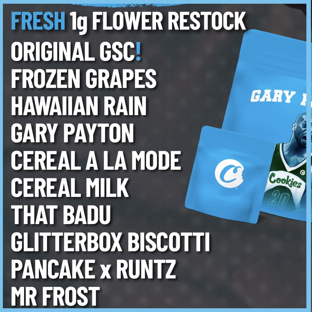 nm_cookies's tweet photo. MASSIVE RESTOCK - COOKIES FLOWER 

THIS FRIDAY 5/16 🗓️ 

Original GSC 🍪🍪🍪
Frozen Grapes ❄️🍇❄️
Hawaiian Rain 🌺☔️🍋🍒

And much much more!!! 

Full restock of 7g Smalls - All the strains listed 💯🚀

Only @ Cooking Albuquerque &amp; Sunland

@berner415 @cookiesglobal https://t.co/8gSmPIL7kP