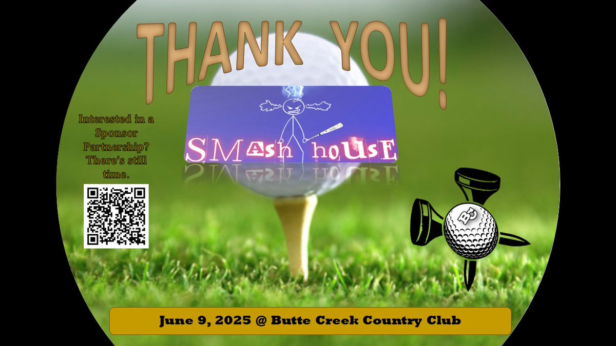 ButteFootball's tweet image. Thank You to Smash House Chico for partnering with us as a Tee Sign Sponsor!
Get in on the fun at Butte Creek CC, June 9 & have a good time with Your Roadrunners!
Become a 2025 Program Sponsor. Hit the QR Code in the graphic, Or this link charitygolftoday.com/event?e=18463&… #BCPride