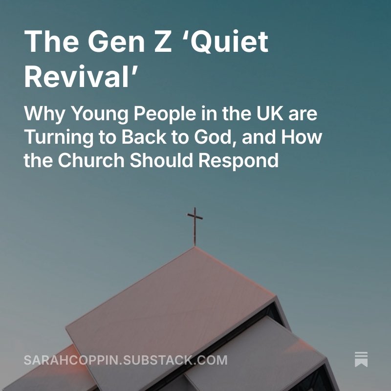 I wrote an article responding to <a href="/JusBrierley/">Justin Brierley</a> and the <a href="/biblesociety/">Bible Society</a>’s claims that young people are turning back to God! 

Exciting times lie ahead. 

My thoughts here 👉🏻 open.substack.com/pub/sarahcoppi…