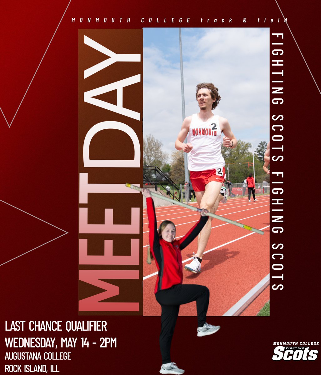 Monmouth Athletics (@mcfightingscots) on Twitter photo Last Chance Qualifier today for a bunch of our <a href="/ScotsTFXC/">Monmouth T&F/XC</a> athletes.
Field events start at 2pm, we hit the track around 5pm.
Follow live: results.wayzatatiming.com/meets/53229
#RollScots Last Chance Qualifier today for a bunch of our <a href="/ScotsTFXC/">Monmouth T&F/XC</a> athletes.
Field events start at 2pm, we hit the track around 5pm.
Follow live: results.wayzatatiming.com/meets/53229
#RollScots