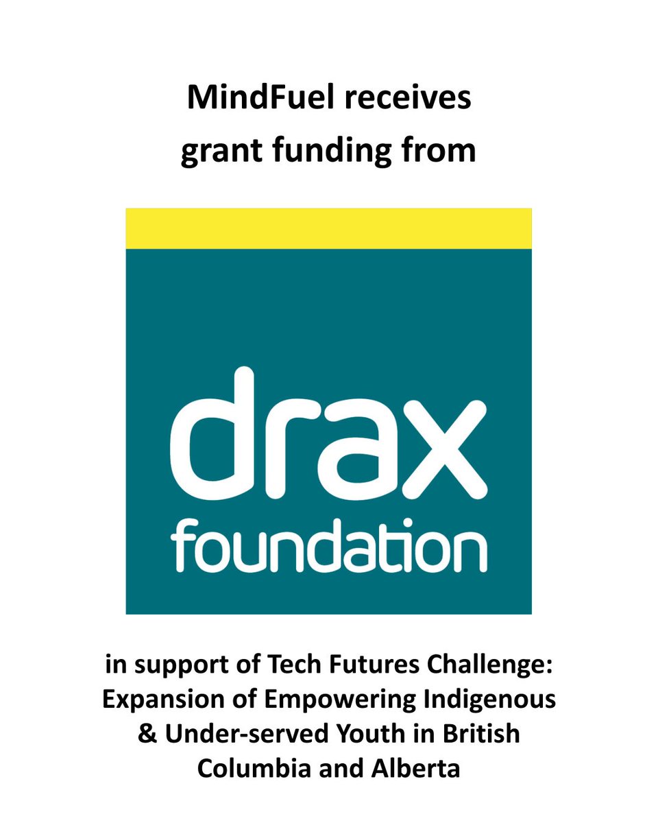 Wonderful news! MindFuel is pleased to announce the second round of funding approved by <a href="/DraxGroup/">Drax</a>, a UK-based renewable energy company, for STEM &amp; innovation programs for under-represented youth in BC &amp; AB.

mindfuel.ca/2025/05/12/min…