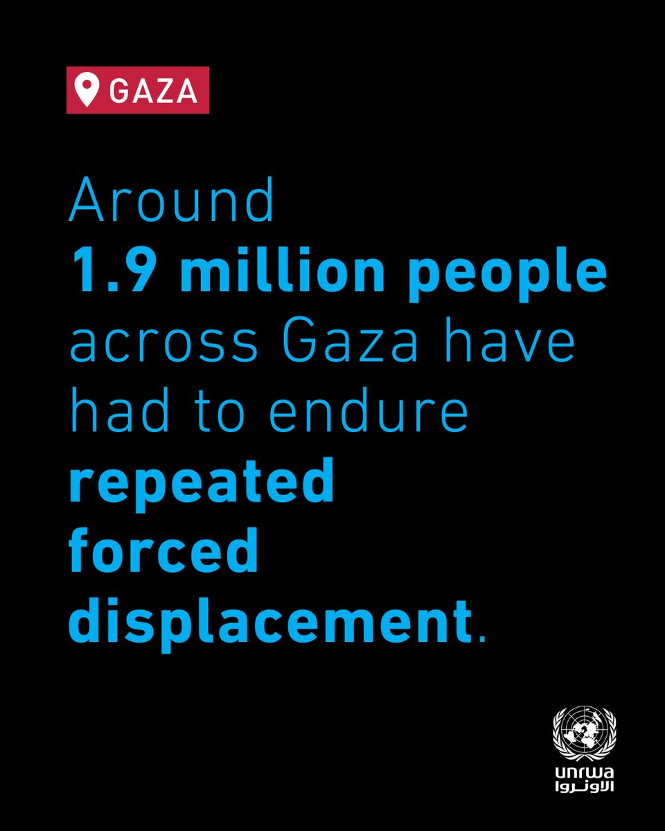 In 1948, more than 700,000 Palestinians were displaced from their towns and villages. These events are known as the #Nakba.

77 years later, Palestinians continue to be forcibly displaced.

Since the war in #Gaza began, about 90% of the population have been forced to flee their