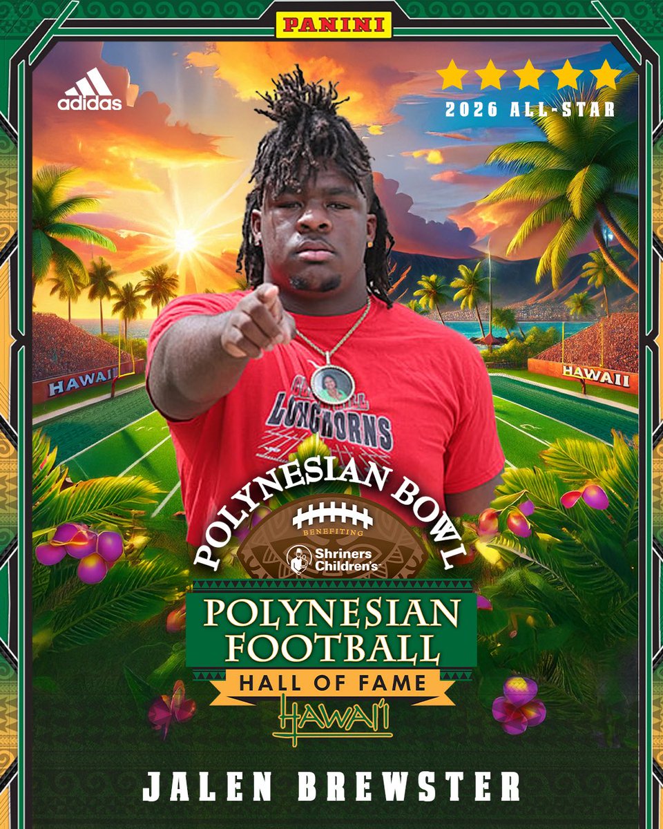 5 ⭐️ DL  JALEN BREWSTER has been selected as a 2026 POLYNESIAN BOWL ALL-STAR!  #PolyBowl2k26 🤙🏽🌴 
 
Commits: polynesianbowl.com/players/roster…