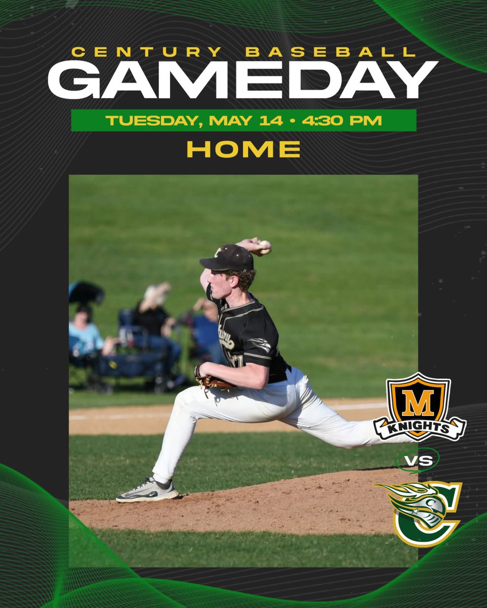 Century Baseball plays today at home against Middletown High School! Game starts at 4:30PM! Come support your Knights! #GoKnights