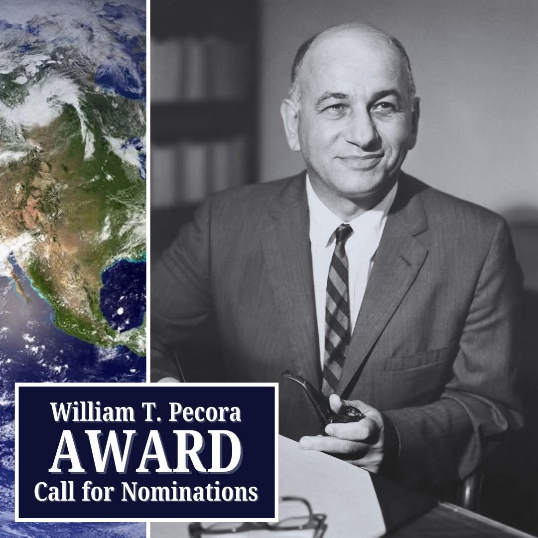 *Deadline approaching* Nominations for the 2025 William T. Pecora Awards are due May 30th! Nominate your deserving colleagues to be acknowledged for their innovative work, impactful research, and dedication to advancing Earth observation. 🌎 Learn more: ow.ly/Nuvg50UUaQ3.