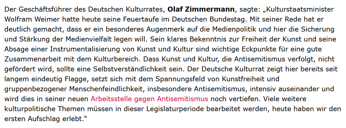 Deutscher Kulturrat (@dkrkultur) on Twitter photo Kulturstaatsminister Weimer <a href="/BundesKultur/">BKM Kultur & Medien</a> - Heute Feuertaufe im #DeutschenBundestag
#Medienpolitik, #Investitionsmilliarde, #FreieSzene und Kampf gegen den #Antisemitismus waren Themen in der #Kulturdebatte --> tb5c0875c.emailsys1a.net/mailing/5/8347… Kulturstaatsminister Weimer <a href="/BundesKultur/">BKM Kultur & Medien</a> - Heute Feuertaufe im #DeutschenBundestag
#Medienpolitik, #Investitionsmilliarde, #FreieSzene und Kampf gegen den #Antisemitismus waren Themen in der #Kulturdebatte --> tb5c0875c.emailsys1a.net/mailing/5/8347…