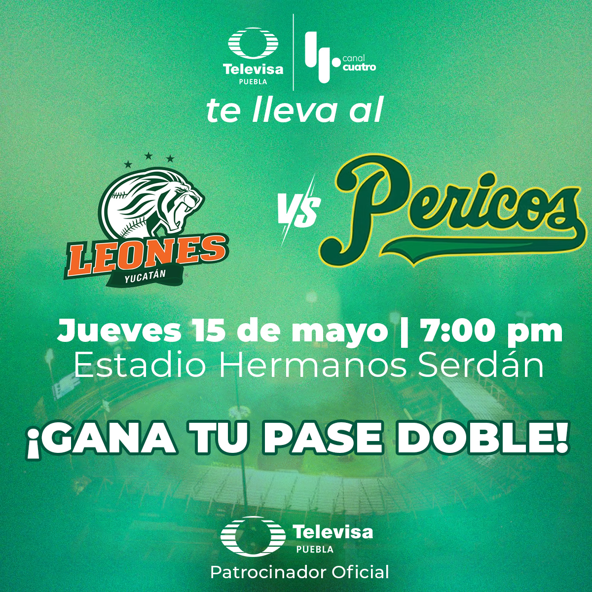 ¡Televisa Puebla te lleva al tercer juego entre Leones y Pericos! 🔥⚾️ 🎟️Tenemos dos pases dobles 🎫Síguenos, dale ❤️, RT y dinos con quién asistirás al partido. Tienes hasta las 7 pm para participar.