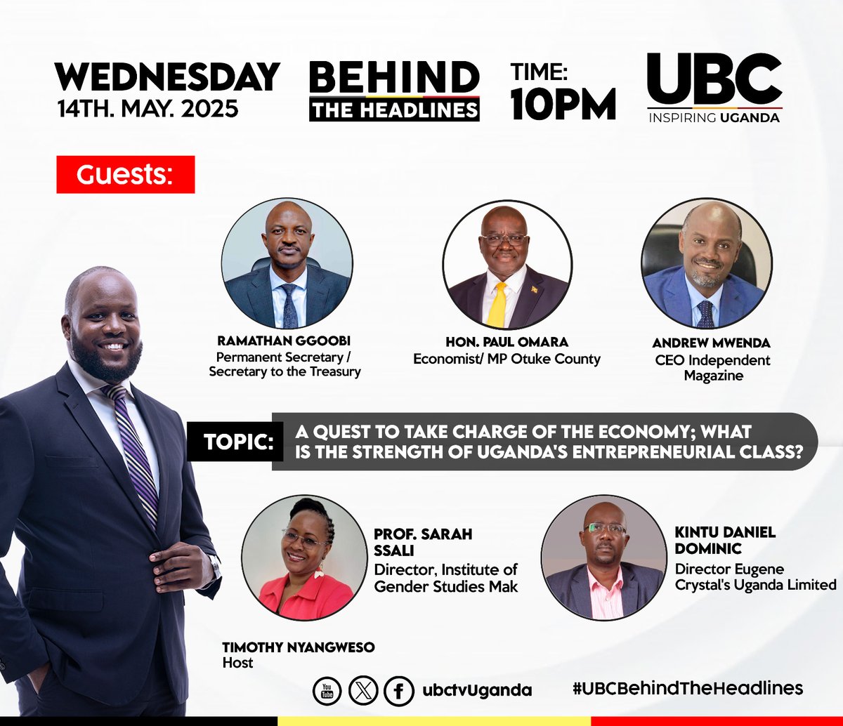 Ministry of Finance (@mofpedu) on Twitter photo Tonight,PSST <a href="/rggoobi/">Ramathan Ggoobi</a> will join other panelists on <a href="/ubctvuganda/">UBC UGANDA</a> #UBCBehindTheHeadlines to discuss the state of the economy,opportunities in the budget for citizens and role of key players including the Entrepreneurs.
Be part of this great conversation tonight as we set the Tonight,PSST <a href="/rggoobi/">Ramathan Ggoobi</a> will join other panelists on <a href="/ubctvuganda/">UBC UGANDA</a> #UBCBehindTheHeadlines to discuss the state of the economy,opportunities in the budget for citizens and role of key players including the Entrepreneurs.
Be part of this great conversation tonight as we set the