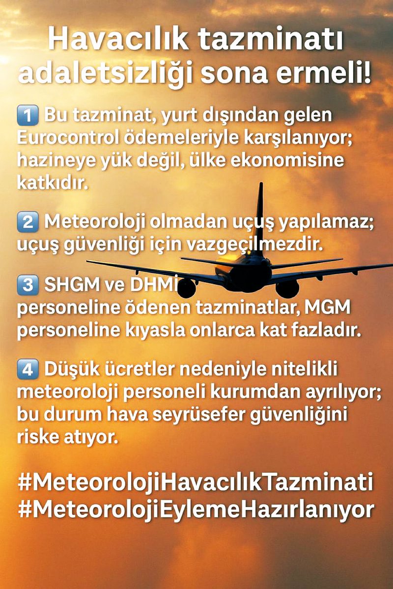 Adalet Adalet Adalet!!!
<a href="/RTErdogan/">Recep Tayyip Erdoğan</a> <a href="/memetsimsek/">Mehmet Simsek</a> <a href="/murat_kurum/">Murat KURUM</a> <a href="/dhmikurumsal/">DHMİ Genel Müdürlüğü</a> <a href="/SHGM/">Sivil Havacılık GM</a> <a href="/meteoroloji_twi/">Meteoroloji (MGM)</a> 

#MeteorolojiEylemeHazırlanıyor