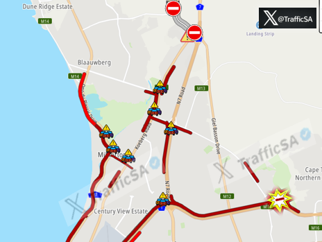 TrafficSA's tweet image. Cape Town - #Dunoon Unrest:  Malibongwe Drive will stay CLOSED overnight