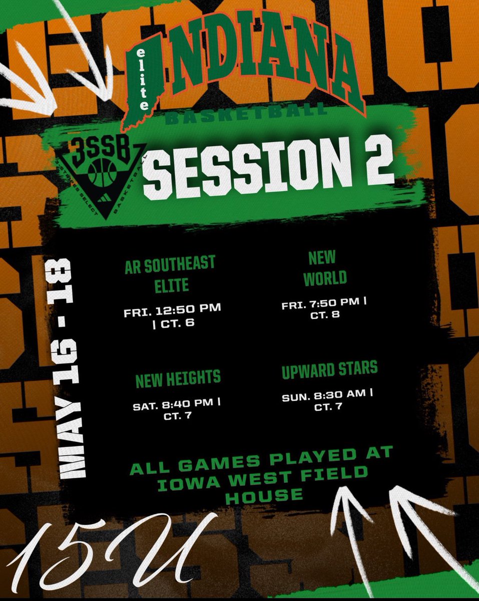 Can’t wait for <a href="/3SSBCircuit/">3Stripes Select Basketball</a> session 2 this weekend in Council Bluffs, IA with <a href="/IndianaEliteIE/">Indiana Elite Basketball</a> 15U! Schedule below, come check us out!!