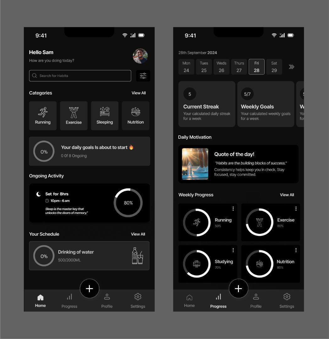 AMFAVOURED2's tweet image. Posted this on Tik-Tok a while back, but it deserves a spot here too. Clean, intentional, and designed to support daily habit building.
– Home page: daily habit check-ins
– Tracker: visual progress + streaks

#Achromatic Colour palette design
#UXDesign #WellnessApp #HabitTracker