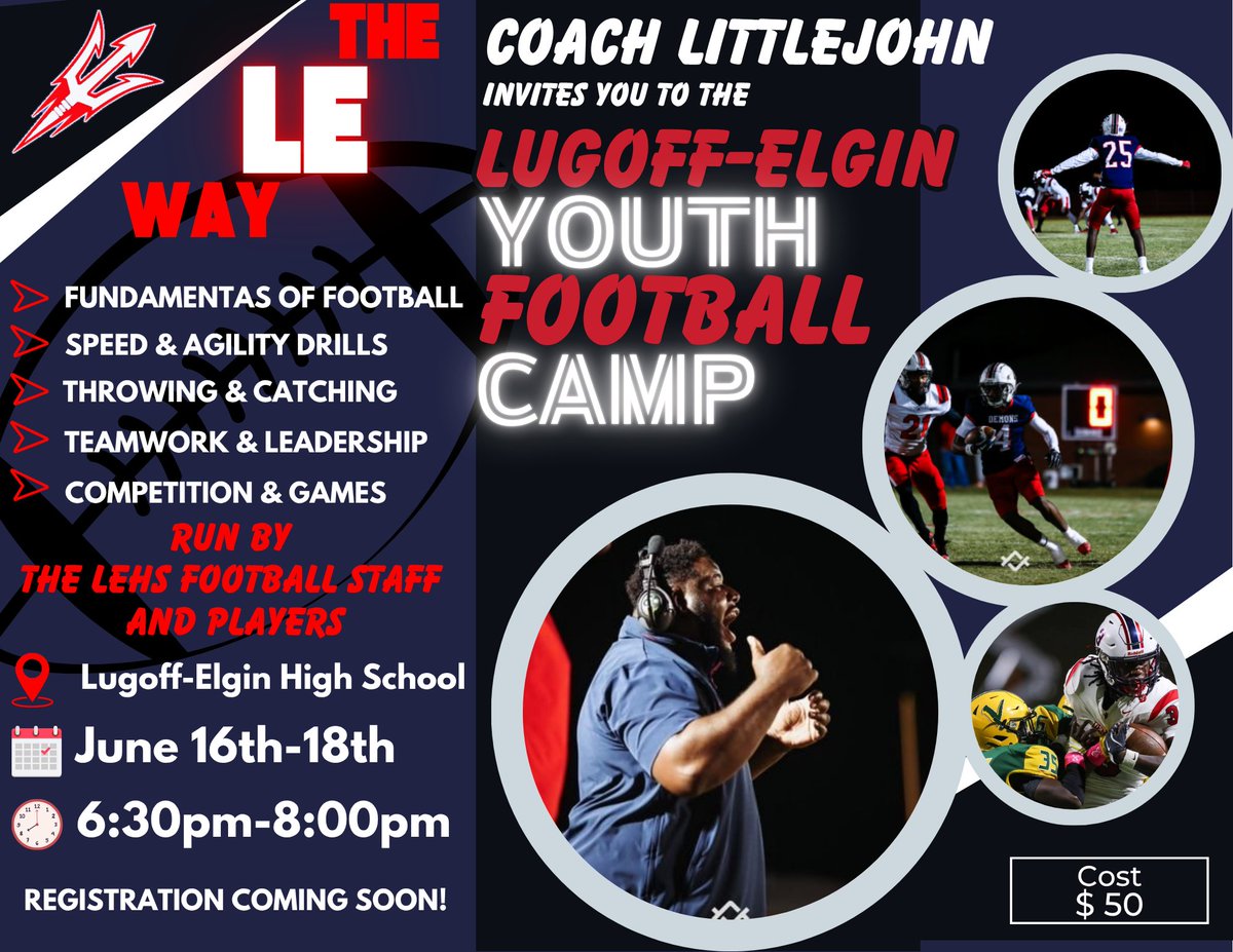 Lugoff-Elgin Youth Football Camp is here. We are calling out all the youth in the surrounding area to come get better.  $50 for 3 days of work.
Click the link below to register!
You can pay in cash upon arrival or by scanning the QR code below.

forms.gle/ok28rut5Kcn4Lv…