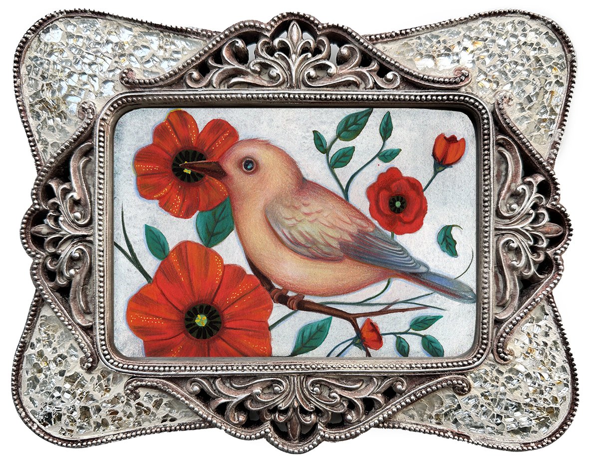 Wings of Silent Reverie 🌺🐦 Available for adoption at Curio Art Gallery for my solo show "Elemental Wisdom of Flowers"

Adopt Friend: curiogaleria.com/product/aunia-…