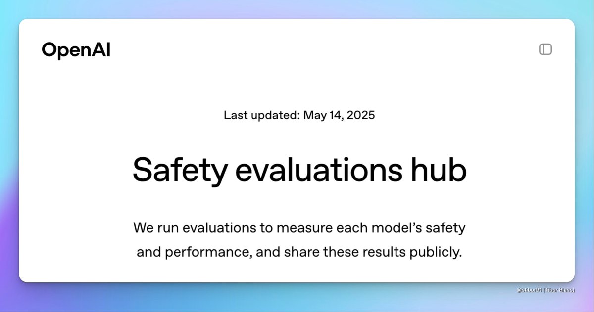 Tibor Blaho on X: OpenAI introduced a Safety evaluations hub