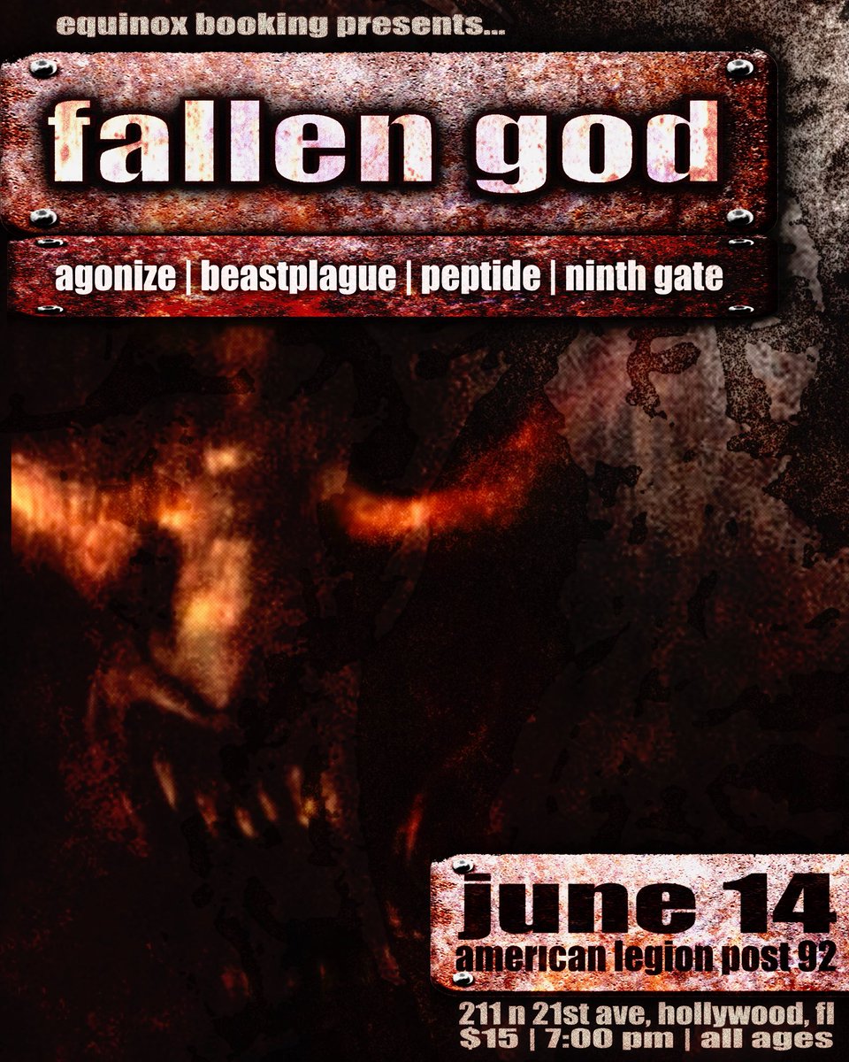 jeff 🙂 (@noxheav3n) on Twitter photo June 14th. SFLHC gig next month at the legion.
<a href="/fallengodhc/">Fallen God</a>, agonize, beastplague, peptide, & ninth gate for $15.
7 pm, all ages.
hardest moshers must attend.
<a href="/equinoxbookingx/">Equinox Booking</a> <a href="/blackheavenww/">blackheaven 🌐</a> June 14th. SFLHC gig next month at the legion.
<a href="/fallengodhc/">Fallen God</a>, agonize, beastplague, peptide, & ninth gate for $15.
7 pm, all ages.
hardest moshers must attend.
<a href="/equinoxbookingx/">Equinox Booking</a> <a href="/blackheavenww/">blackheaven 🌐</a>