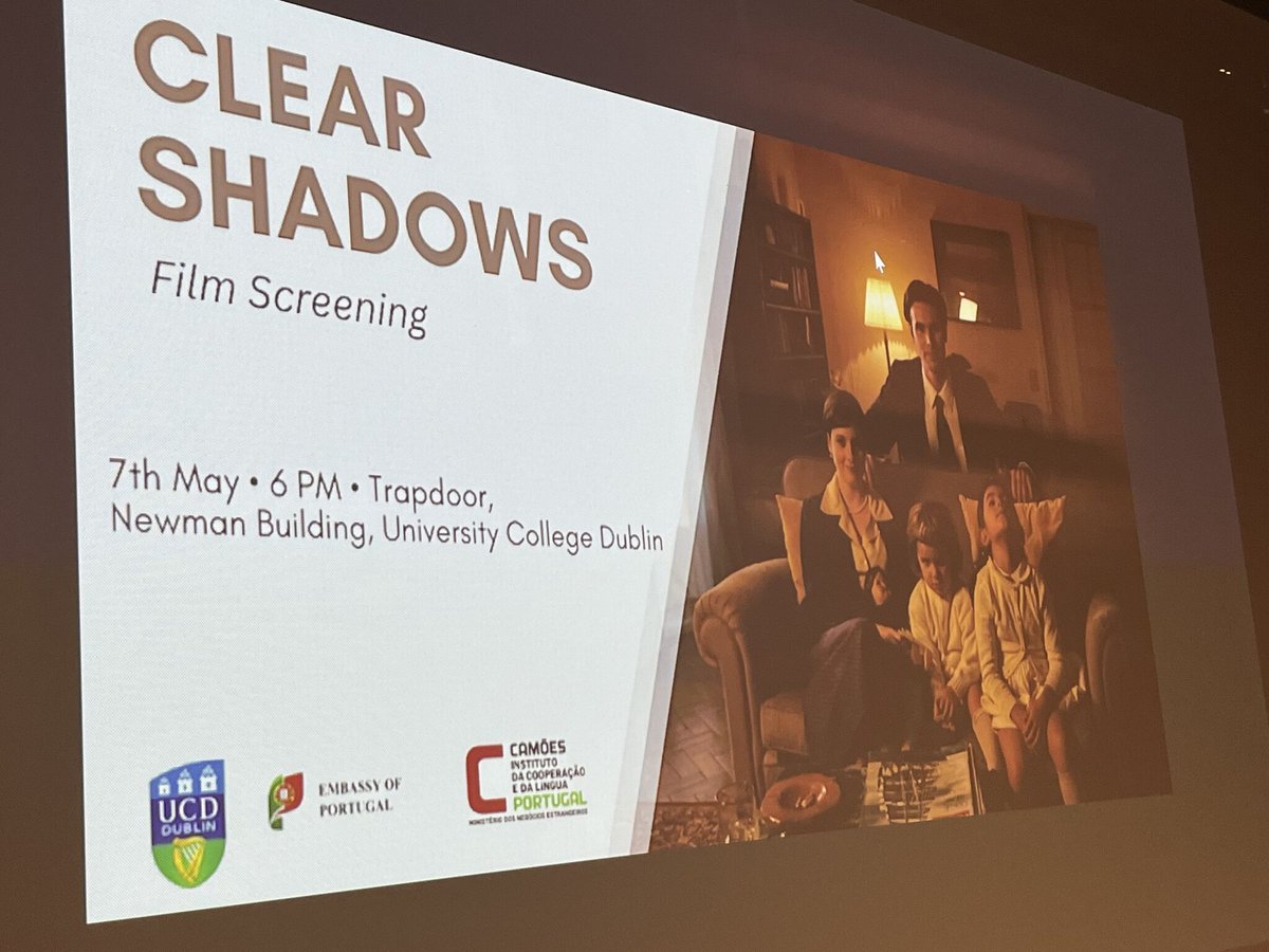 Para comemorar o Dia Mundial da Língua Portuguesa, no passado dia 7 de maio a Embaixada promoveu a exibição do filme português “Sombras Brancas”, em colaboração com a University College Dublin (UCD).

#comunidadesportuguesas #DiásporaPortuguesa #dublinevents #Cinema <a href="/ucdslcl/">UCD SLCL</a>