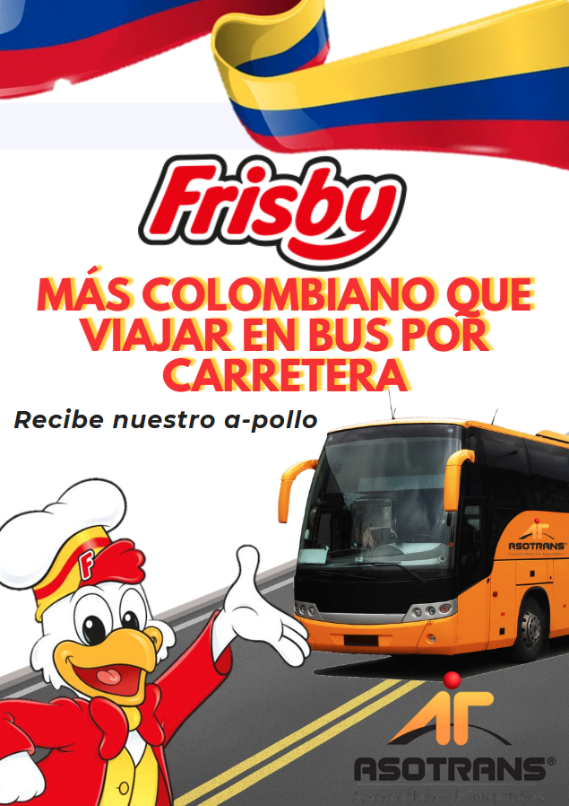En <a href="/ASOTRANS/">Asociación Nacional de Transportadores ASOTRANS</a> Aportamos al Desarrollo y Crecimiento de nuestros país🇨🇴🚌🛣️ En <a href="/ASOTRANS/">Asociación Nacional de Transportadores ASOTRANS</a> ¡Apoyamos lo nuestro! 🇨🇴❤️
<a href="/frisbylohace/">Frisby S.A.</a> tan autentico como viajar en bus por carretera🚌🛣️🧳🇨🇴