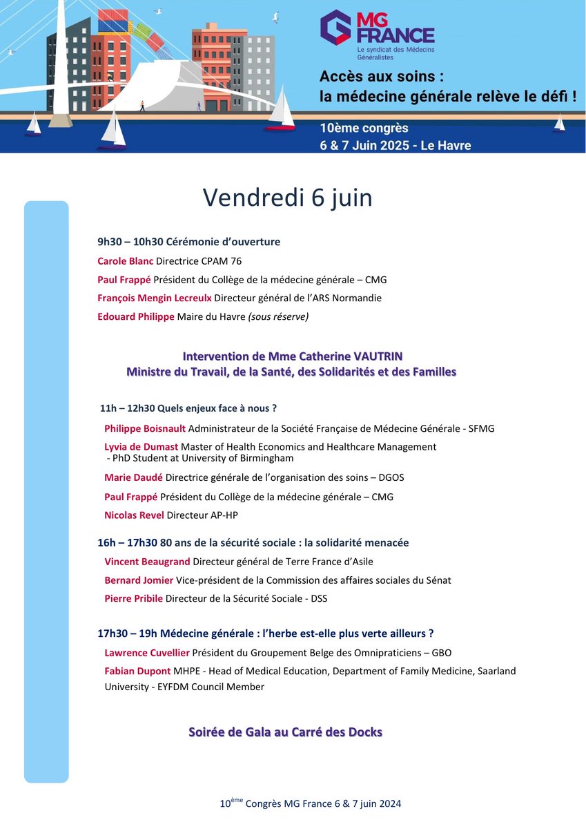 Théo Combes (@drtcombes) on Twitter photo Beau programme. Avec notamment Mme la Ministre <a href="/CaVautrin/">Catherine Vautrin</a> et beaucoup d’invités passionnants. Plénières, ateliers et soirée de gala. Il reste quelques places ici : congres.lehavre-etretat-tourisme.com/event/registra… et l’inscription est offerte pour les étudiants, internes, remplaçants et jeunes installés Beau programme. Avec notamment Mme la Ministre <a href="/CaVautrin/">Catherine Vautrin</a> et beaucoup d’invités passionnants. Plénières, ateliers et soirée de gala. Il reste quelques places ici : congres.lehavre-etretat-tourisme.com/event/registra… et l’inscription est offerte pour les étudiants, internes, remplaçants et jeunes installés
