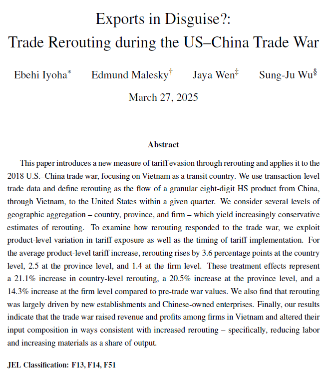 Did the 2018 U.S.-China trade war lead to rerouting through Vietnam? Dr. Edmund Malesky will present on Wednesday, May 21st at 11 am ET in our first Vietnam Firms and Labour Markets Online Seminar Series presentation. Register here eventbrite.ca/e/vietnam-firm…