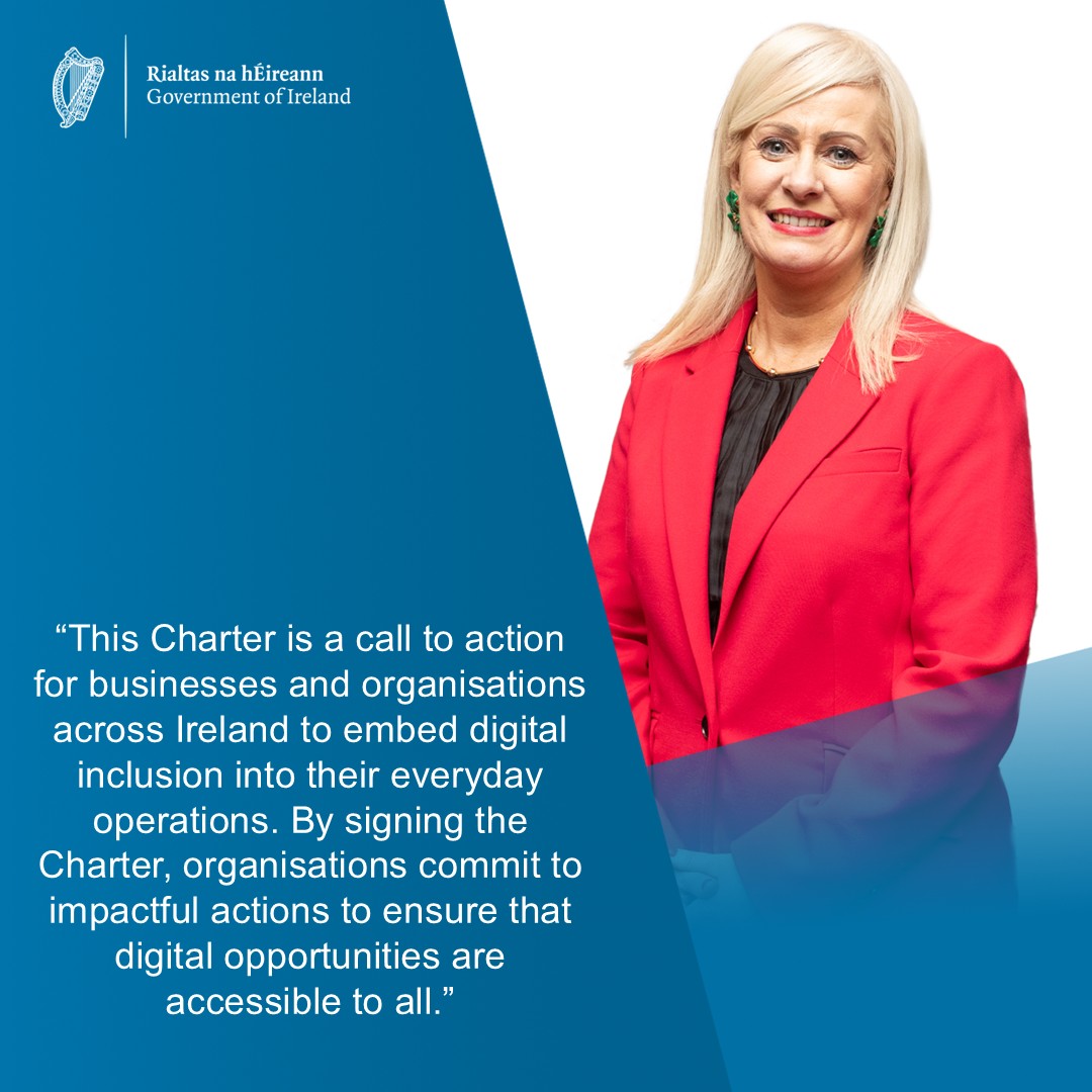 Department of Enterprise, Trade and Employment (@deptenterprise) on Twitter photo Minister <a href="/NiamhSmythTD/">Niamh Smyth TD</a>'s Call to Action on New Charter for Digital Inclusion💻
This announcement is a major step forward in Ireland’s journey toward a more inclusive digital society with a call to action on the forthcoming Charter for Digital Inclusion.
Minister Smyth said “By Minister <a href="/NiamhSmythTD/">Niamh Smyth TD</a>'s Call to Action on New Charter for Digital Inclusion💻
This announcement is a major step forward in Ireland’s journey toward a more inclusive digital society with a call to action on the forthcoming Charter for Digital Inclusion.
Minister Smyth said “By