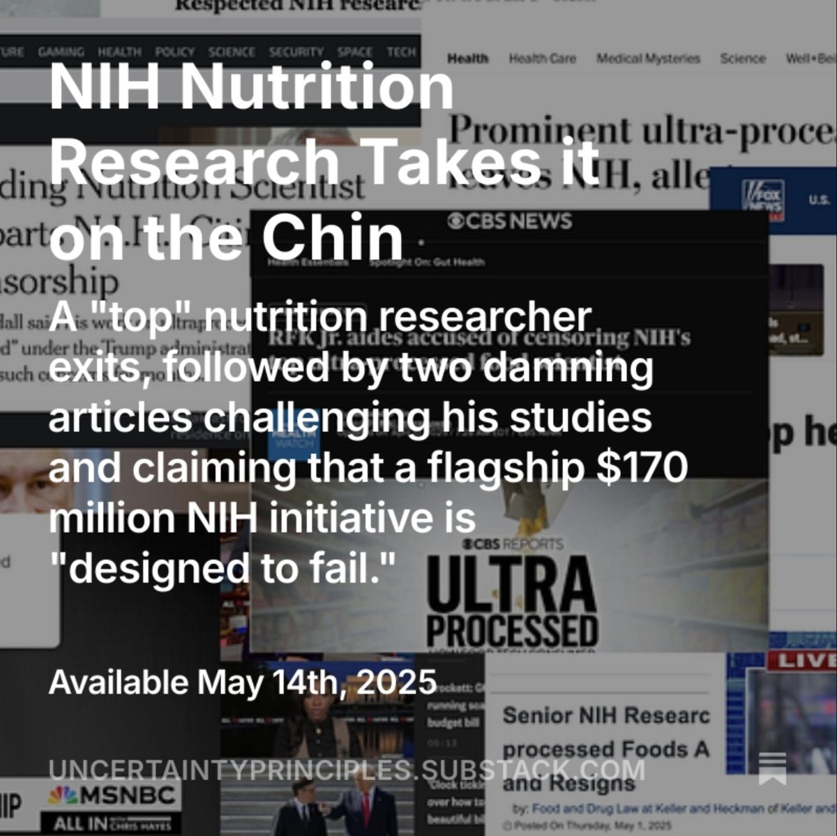 gary taubes (@garytaubes) on Twitter photo NIH Nutrition Research Takes it on the Chin
Last month, <a href="/KevinH_PhD/">Kevin Hall</a>, the "top" nutrition researcher at NIH, took early retirement, citing censored by the MAHA folks.
A week later, the BMJ and STAT publish articles by <a href="/davidludwigmd/">Dr. David Ludwig</a> and collaborators asserting that the NIH NIH Nutrition Research Takes it on the Chin
Last month, <a href="/KevinH_PhD/">Kevin Hall</a>, the "top" nutrition researcher at NIH, took early retirement, citing censored by the MAHA folks.
A week later, the BMJ and STAT publish articles by <a href="/davidludwigmd/">Dr. David Ludwig</a> and collaborators asserting that the NIH