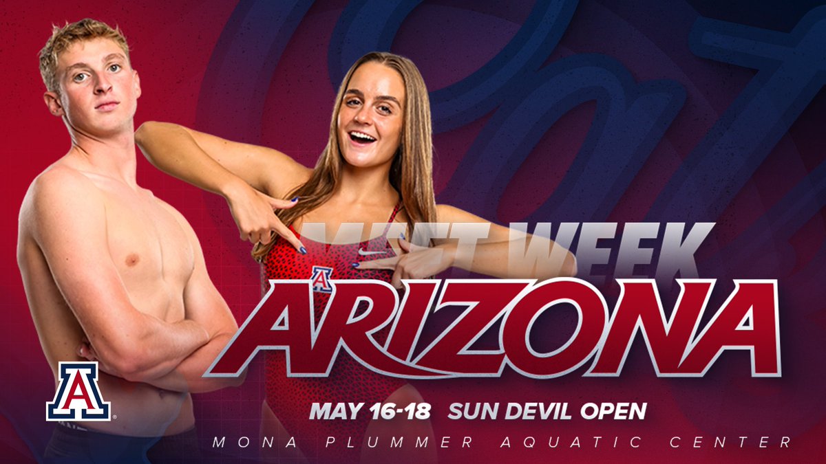𝑴𝑬𝑬𝑻 𝑾𝑬𝑬𝑲
👉 Sun Devil Open
📆May 16-18
⏰Prelims-9:00 am MST | Finals- 5:00 pm MST
📍 Mona Plummer Aquatic Center

#BearDown