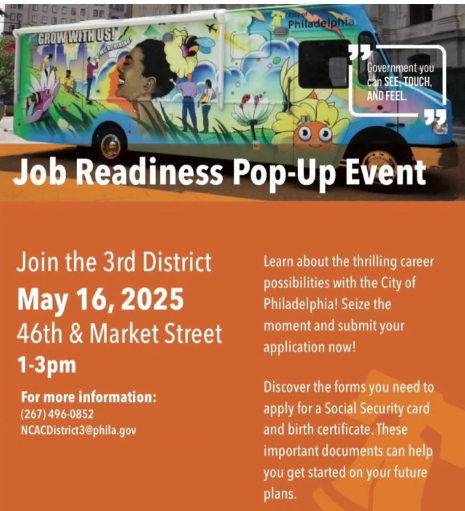 🚍 Our Hiring Bus is rolling into West Philly!

📍46th &amp; Market St.
📅May 16 | ⏰1-3 p.m.

✅Learn more about civil service careers
✅Apply on-site
✅Get docs to support your future

#PhillyJobs #Philly #NowHiring