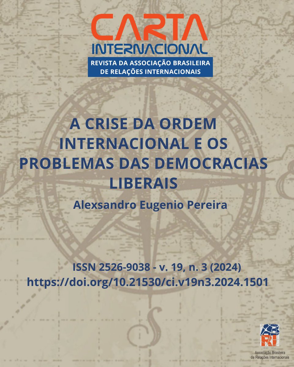✨Democracias em crise, ordem liberal em xeque?
Populismo, crise de representação e tensões globais revelam riscos à legitimidade democrática.
🔍Análise na Carta Internacional:
👉doi.org/10.21530/ci.v1…
#Democracia #Populismo #RI #Geopolítica #CriseGlobal