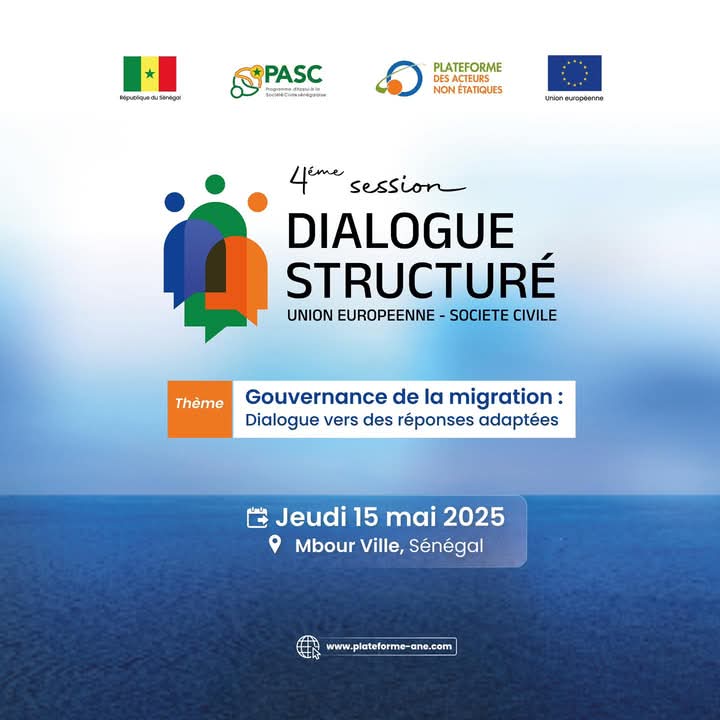 UEauSenegal's tweet photo. 📢 En direct ce 15 mai à Mbour❗️

Participez à la 4e session du Dialogue Structuré sur la #Migration

Thème :
🎯 « Quelles politiques publiques pour répondre aux aspirations de la jeunesse ? »

📡 Diffusion en direct sur notre page Facebook❗️

#Gouvernance #Jeunesse https://t.co/QsrNPhWRVj