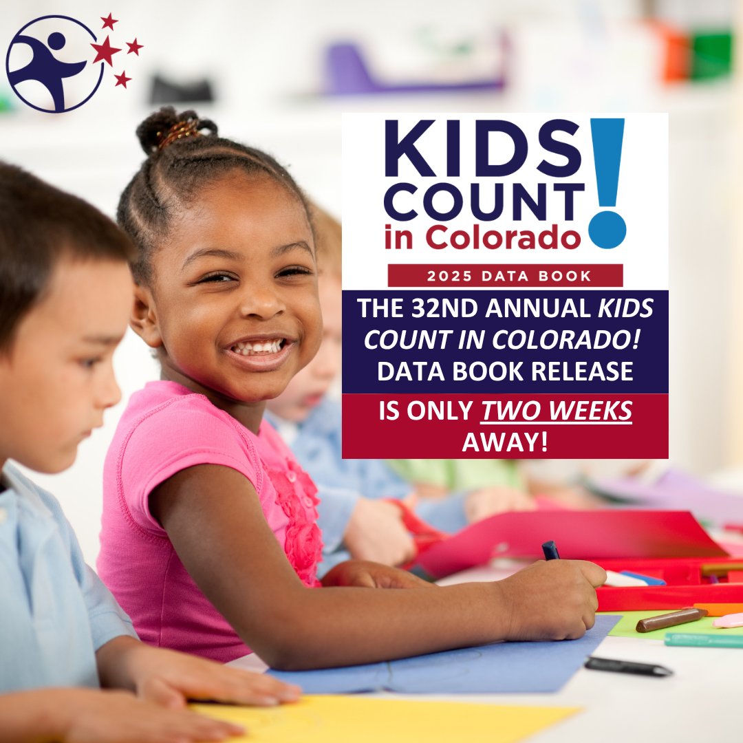 We're only TWO weeks away from our 2025 KIDS COUNT in Colorado! Data Book release! 🤩

There are still spots available to join us for the release event on May 28th.
secure.everyaction.com/hQauNpbRMECWhT…

Can't join us in-person? Register for our simultaneous Zoom event!
us06web.zoom.us/webinar/regist…