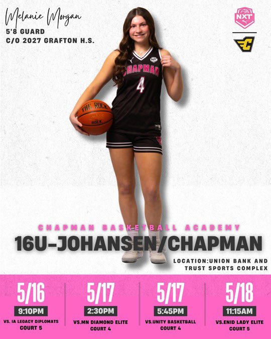 Melanie Morgan (@melaniemorgan04) on Twitter photo Excited for our games this weekend with my <a href="/2025ChapmanGBB/">ChapmanGirls2026_27_28</a> teammates! Come check us out! <a href="/PRO16G/">NXTPRO Girls League</a> <a href="/NxtProHoops/">NXTPRO Hoops</a> Excited for our games this weekend with my <a href="/2025ChapmanGBB/">ChapmanGirls2026_27_28</a> teammates! Come check us out! <a href="/PRO16G/">NXTPRO Girls League</a> <a href="/NxtProHoops/">NXTPRO Hoops</a>